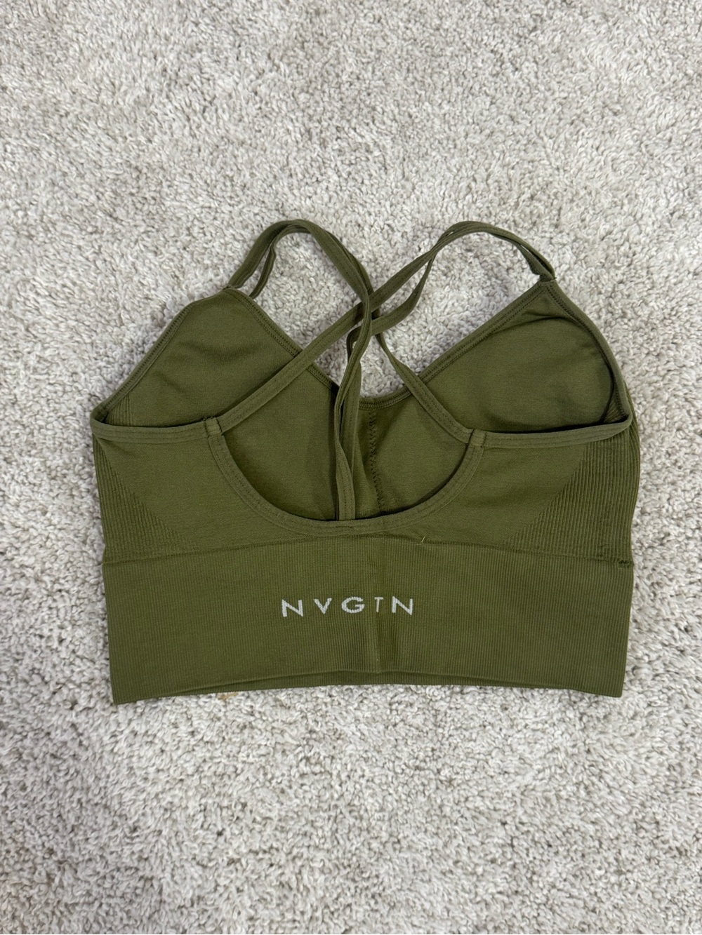 NVGTN Olive Green Seamless Strappy Sports Bra